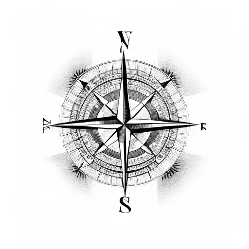 compass moon 222 tattoo design idea