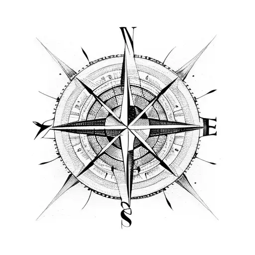 compass with moon and 222 tattoo design idea