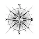compass with moon and 222 tattoo design idea