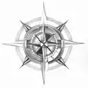 compass with moon and 222 tattoo design idea