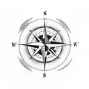 compass with moon and 222 tattoo design idea