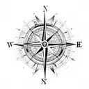 compass with moon and 222 tattoo design idea