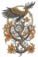 phoenix rising Phoenix wings spread and tree of life with roots tattoo design idea