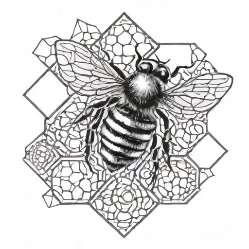 bee honeycomb pattern incorporating elements tattoo design idea
