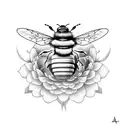 japanese bee flower tattoo design idea