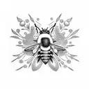 japanese bee flower tattoo design idea