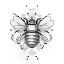 japanese bee flower tattoo design idea