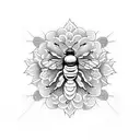 japanese bee flower tattoo design idea