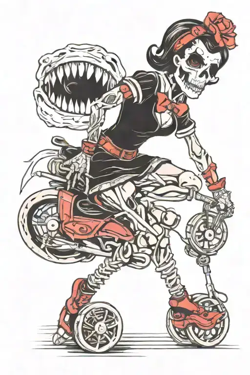 pinup roller derby girl skeleton tattoo design idea