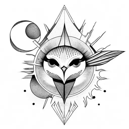 the full sparrow and the sun tattoo design idea