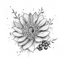 watercolor tattoo of aster flower and holly leaves with berries tattoo design idea