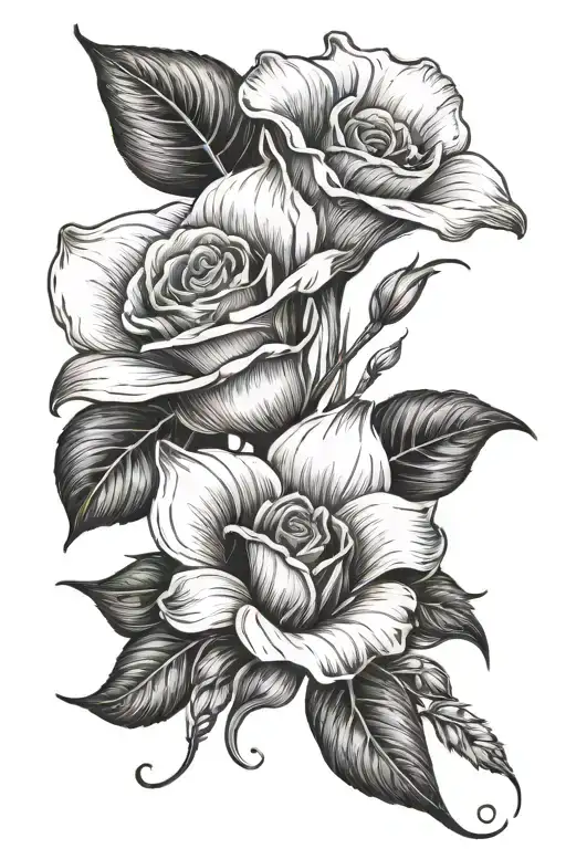 grain, rose, carnation, calla lily  tattoo design idea