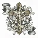 cross with ribbon tattoo design idea