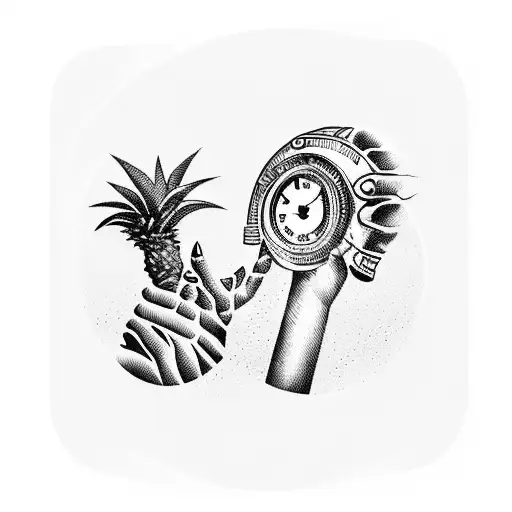 Loyalty over love chess pieces Roman time clock palm trees  90s baby tattoo design idea