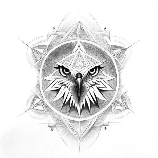 wind rose eagle tattoo design idea