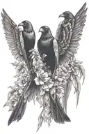 crow and flowers tattoo design idea
