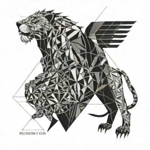 Techno lion with date 19.08 tattoo design idea