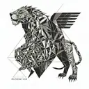 Techno lion with date 19.08 tattoo design idea