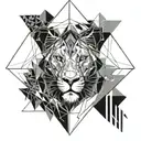 Techno lion with date 19.08 tattoo design idea