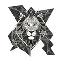Techno lion with date 19.08 tattoo design idea