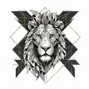 Techno lion with date 19.08 tattoo design idea