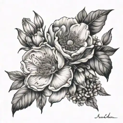 April and August birth flowers tattoo design idea