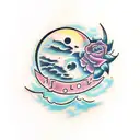 Antique moon tattoo design idea