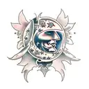 Antique moon tattoo design idea