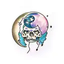Antique moon tattoo design idea