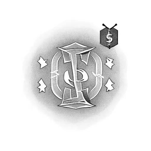 Combine a dollar sign, loser sign (L with hand), and A+ (school grade) all black color and with simple icons tattoo design idea