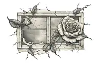 broken window with a rose tattoo design idea