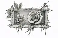 broken window with a rose tattoo design idea