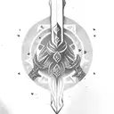 Solo leveling dagger with arise text tattoo design idea