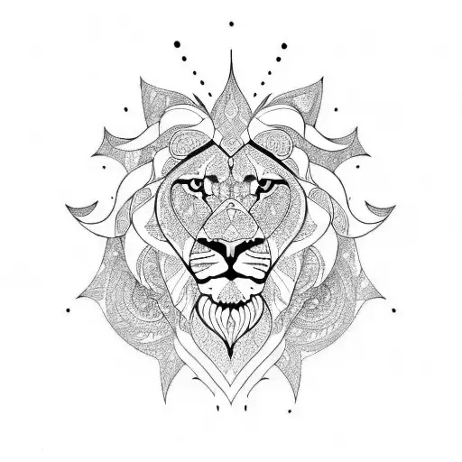 Twin lions and mandala tattoo design idea