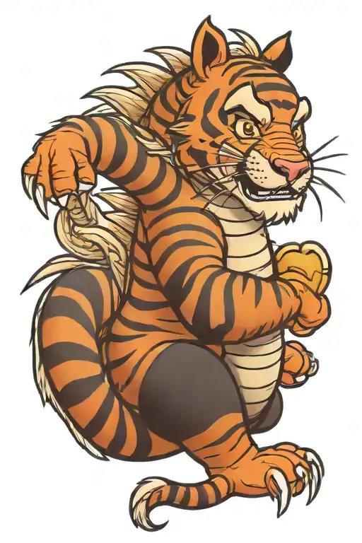 tigger from Winnie the Pooh as a Japanese dragon  tattoo design idea