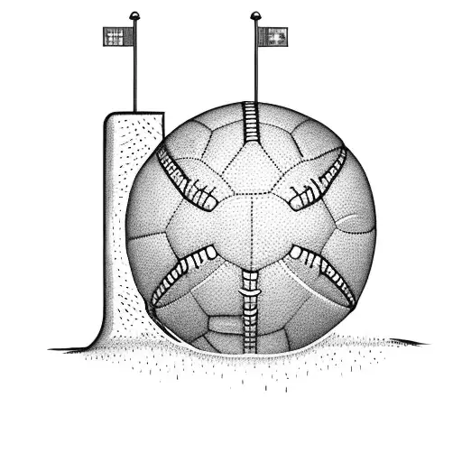 A football field with gavel goalposts tattoo design idea