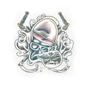 crossed hammers with bubbles tattoo design idea