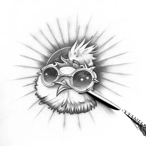 chicken nugget with sun glasses tattoo design idea