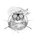 chicken nugget with sun glasses tattoo design idea