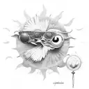 chicken nugget with sun glasses tattoo design idea