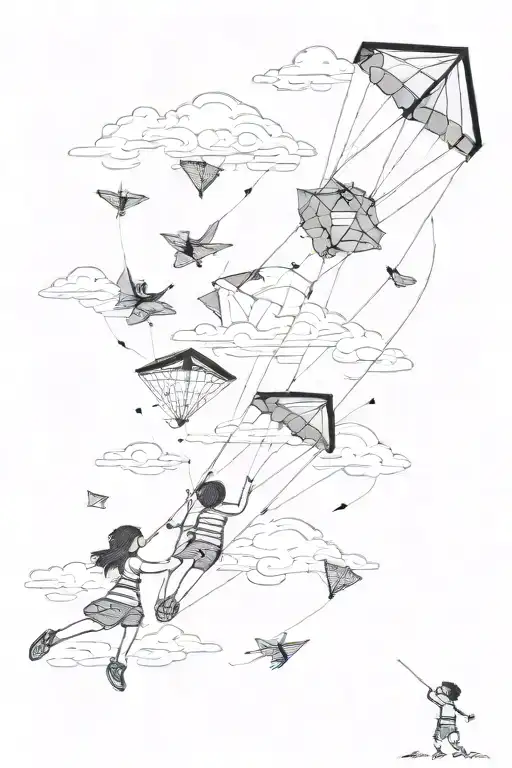 kite flying away tattoo design idea