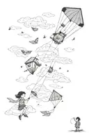 kite flying away tattoo design idea