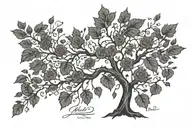 A family tree tattoo with military-inspired elements, showcasing Phoebe and Oscar's names on the branches as a symbol of growth and strength tattoo design idea