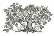 A family tree tattoo with military-inspired elements, showcasing Phoebe and Oscar's names on the branches as a symbol of growth and strength tattoo design idea