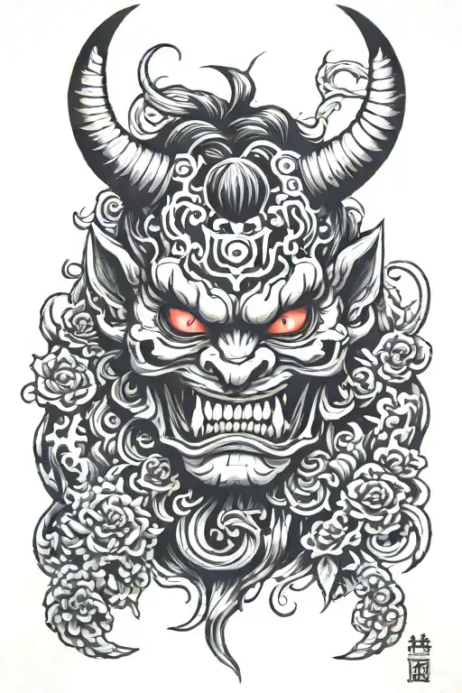 Modern oni irezumi tattoo design idea