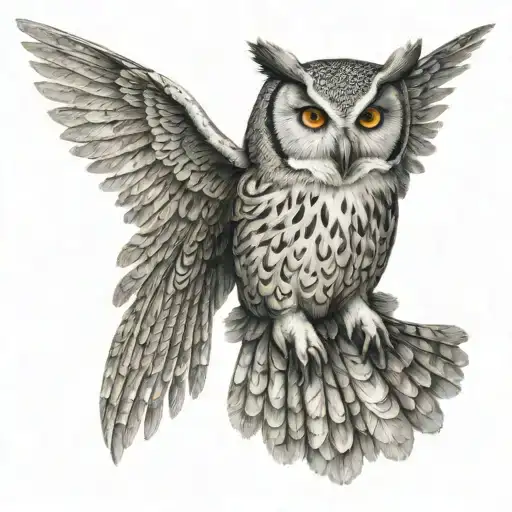 Owl spread wings tattoo design idea
