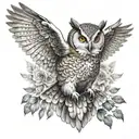 Owl spread wings tattoo design idea