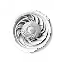 nautilus shell, with interior structure partially exposed, and the fibonacci spiral graph surrounding the shell tattoo design idea