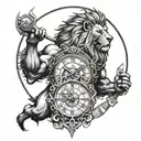 beach, gladiator, lion, clock, arm tattoo design tattoo design idea
