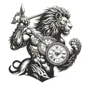 beach, gladiator, lion, clock, arm tattoo design tattoo design idea